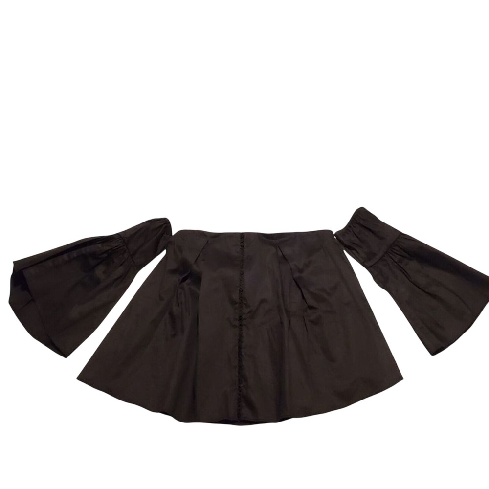 Bell Sleeve Top Off Shoulder Flounce Ruffle Black Blouse Party Top